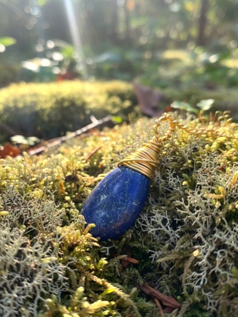 Natural Lapis Lazuli Pendant Necklace, September Birthstone, 14K Gold Filled